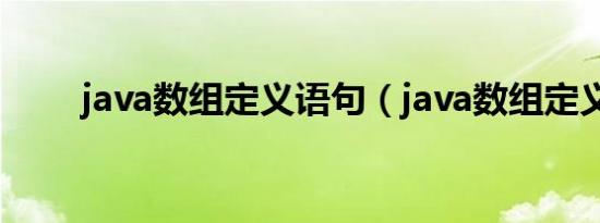 java数组定义语句（java数组定义）