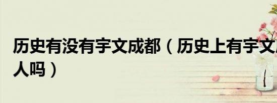 历史有没有宇文成都（历史上有宇文成都这个人吗）