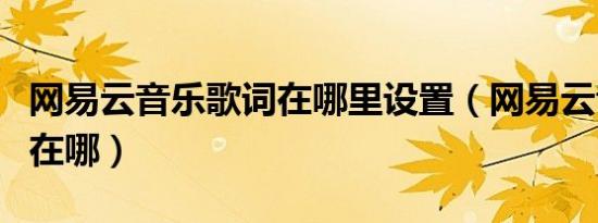 网易云音乐歌词在哪里设置（网易云音乐歌词在哪）