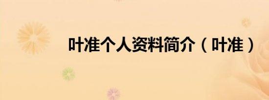 叶准个人资料简介（叶准）
