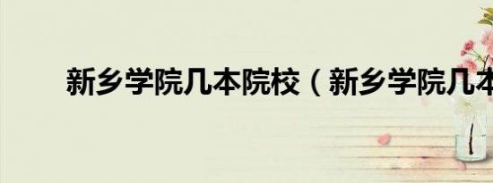 新乡学院几本院校（新乡学院几本）