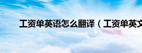 工资单英语怎么翻译（工资单英文）