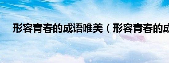 形容青春的成语唯美（形容青春的成语）