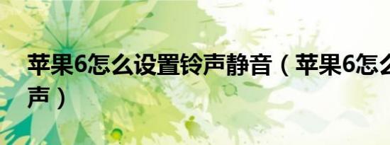 苹果6怎么设置铃声静音（苹果6怎么设置铃声）