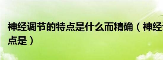 神经调节的特点是什么而精确（神经调节的特点是）