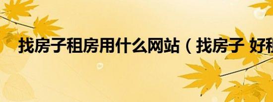 找房子租房用什么网站（找房子 好租网）