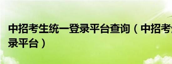 中招考生统一登录平台查询（中招考生统一登录平台）