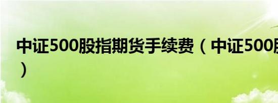中证500股指期货手续费（中证500股指期货）