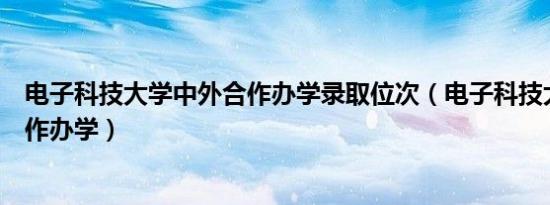 电子科技大学中外合作办学录取位次（电子科技大学中外合作办学）