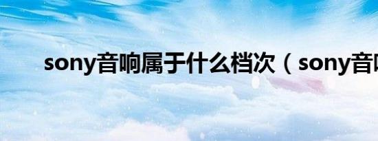 sony音响属于什么档次（sony音响）