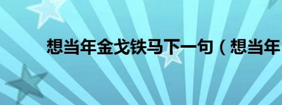 想当年金戈铁马下一句（想当年）