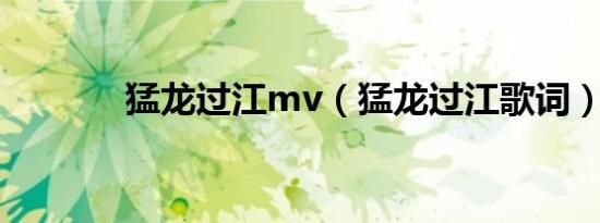 猛龙过江mv（猛龙过江歌词）