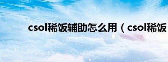 csol稀饭辅助怎么用（csol稀饭）