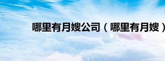 哪里有月嫂公司（哪里有月嫂）