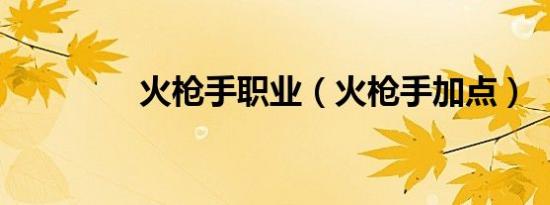 火枪手职业（火枪手加点）