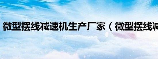 微型摆线减速机生产厂家（微型摆线减速机）