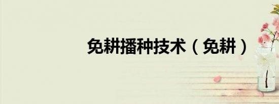 免耕播种技术（免耕）
