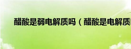 醋酸是弱电解质吗（醋酸是电解质吗）