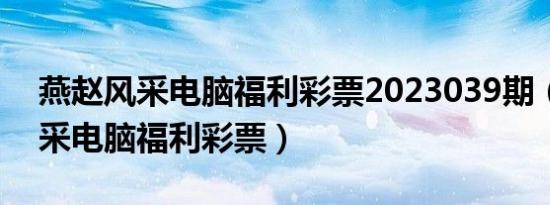 燕赵风采电脑福利彩票2023039期（燕赵风采电脑福利彩票）