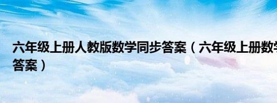 六年级上册人教版数学同步答案（六年级上册数学书人教版答案）