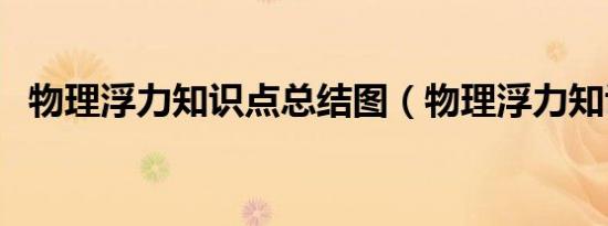 物理浮力知识点总结图（物理浮力知识点）