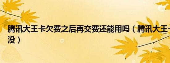 腾讯大王卡欠费之后再交费还能用吗（腾讯大王卡欠费有事没）