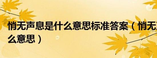 悄无声息是什么意思标准答案（悄无声息是什么意思）