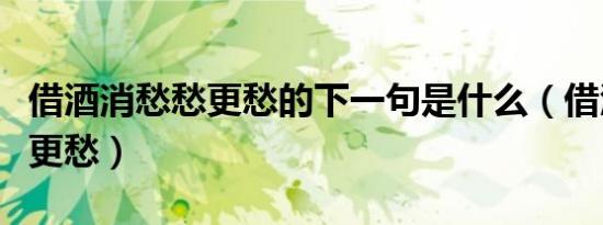 借酒消愁愁更愁的下一句是什么（借酒消愁愁更愁）