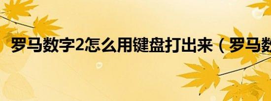 罗马数字2怎么用键盘打出来（罗马数字2）