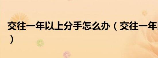 交往一年以上分手怎么办（交往一年以上分手）