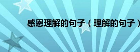 感恩理解的句子（理解的句子）