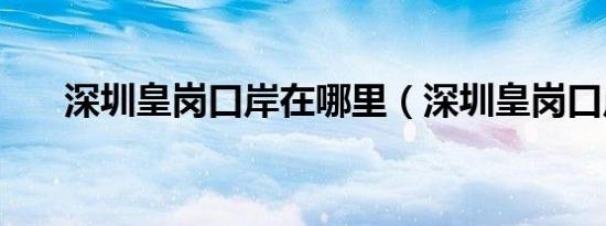深圳皇岗口岸在哪里（深圳皇岗口岸）