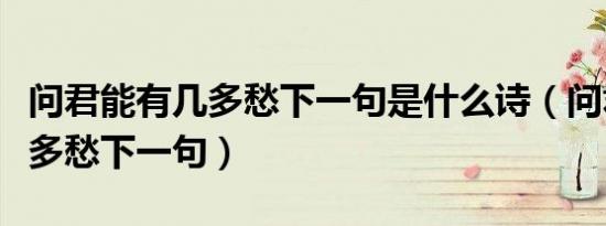 问君能有几多愁下一句是什么诗（问君能有几多愁下一句）