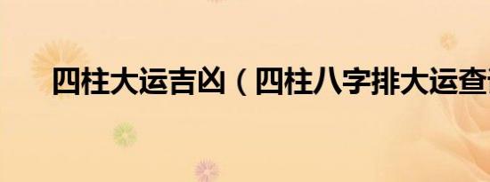 四柱大运吉凶（四柱八字排大运查询）