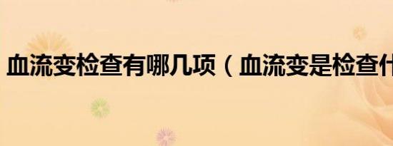 血流变检查有哪几项（血流变是检查什么的）