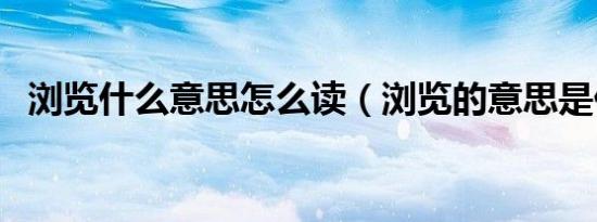 浏览什么意思怎么读（浏览的意思是什么）