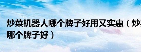 炒菜机器人哪个牌子好用又实惠（炒菜机器人哪个牌子好）