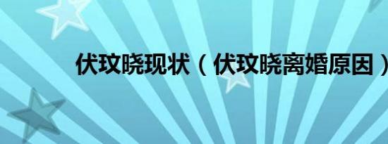 伏玟晓现状（伏玟晓离婚原因）