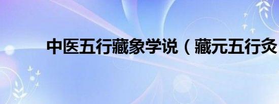 中医五行藏象学说（藏元五行灸）