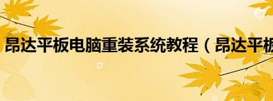 昂达平板电脑重装系统教程（昂达平板电脑）