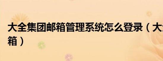 大全集团邮箱管理系统怎么登录（大全集团邮箱）