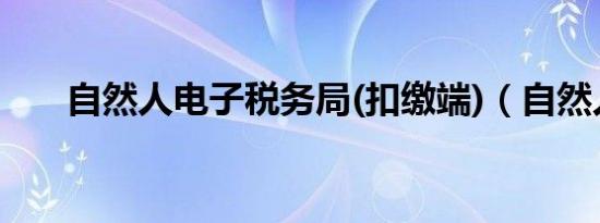 自然人电子税务局(扣缴端)（自然人）