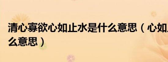 清心寡欲心如止水是什么意思（心如止水是什么意思）