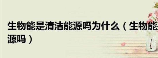 生物能是清洁能源吗为什么（生物能是清洁能源吗）