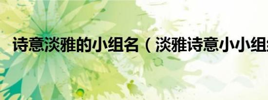 诗意淡雅的小组名（淡雅诗意小小组组名）
