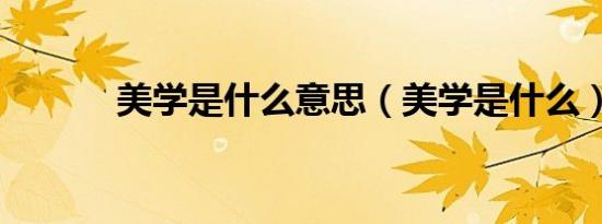 美学是什么意思（美学是什么）