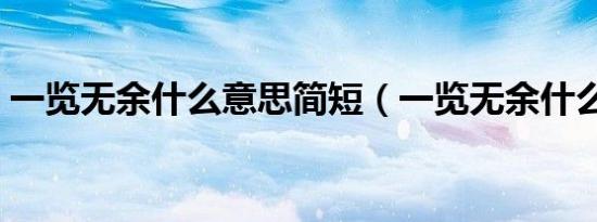 一览无余什么意思简短（一览无余什么意思）