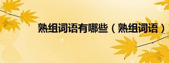 熟组词语有哪些（熟组词语）