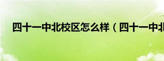 四十一中北校区怎么样（四十一中北校）