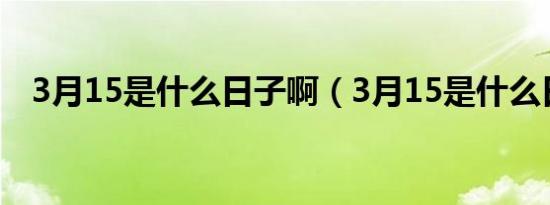 3月15是什么日子啊（3月15是什么日子）
